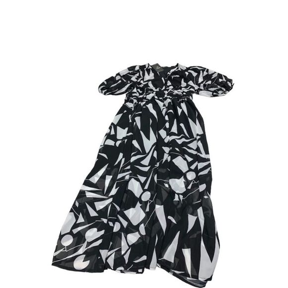 C.Cline women's Black & white Short sleeves maxi dress Size XL - Picture 3 of 3